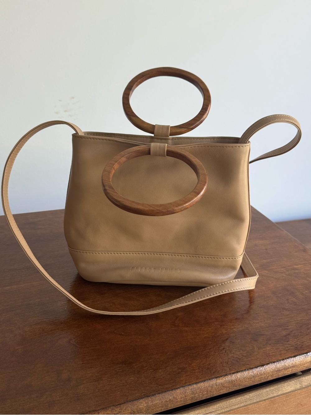 Anthropologie Payton James Wood Bucket Tote - Picture 3 of 6